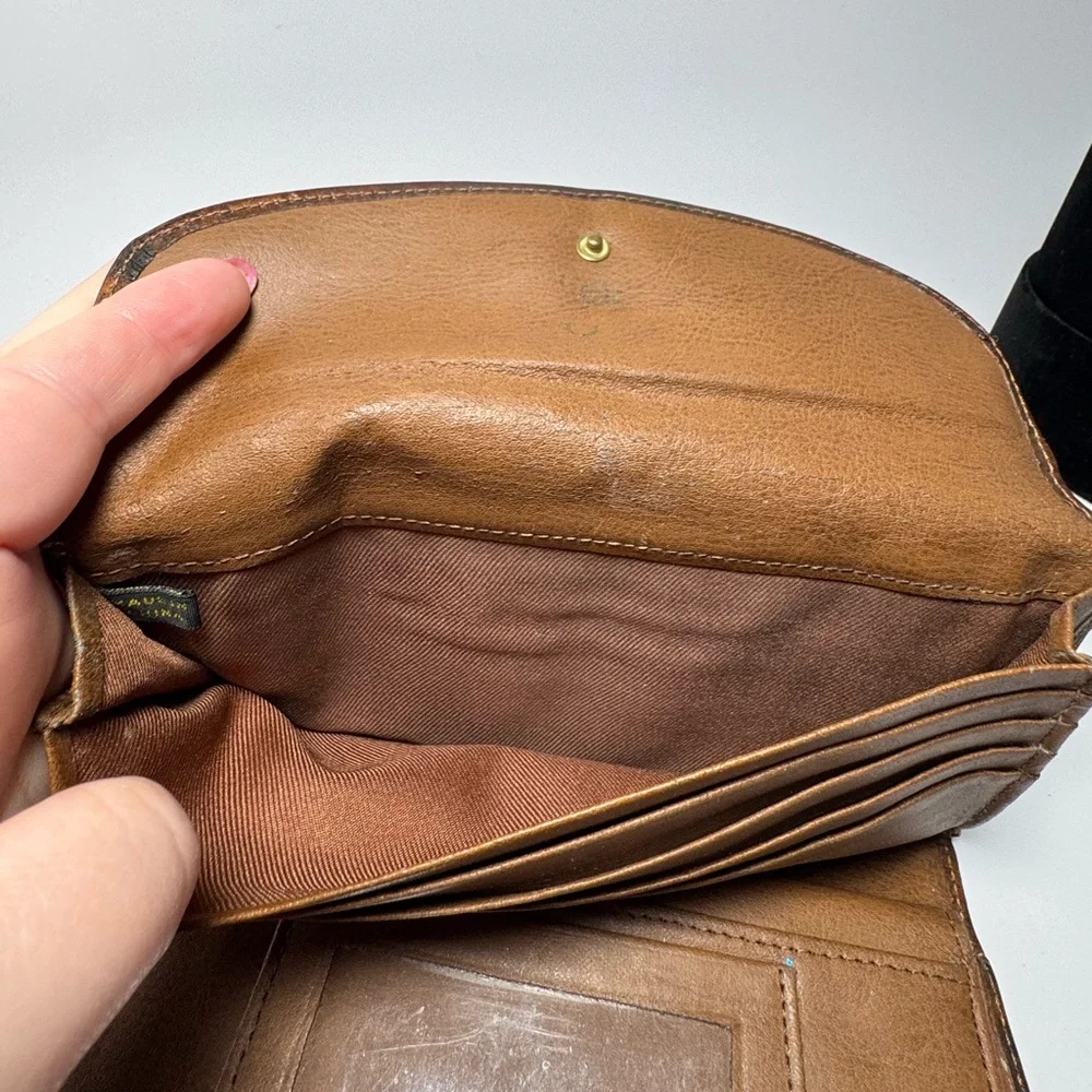 Vintage Marbled Genuine Leather Wallet w/Kisslock Coin Pocket Western Style